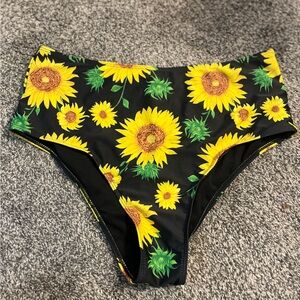 SHEIN Black and Yellow Floral Bikini Bottoms
